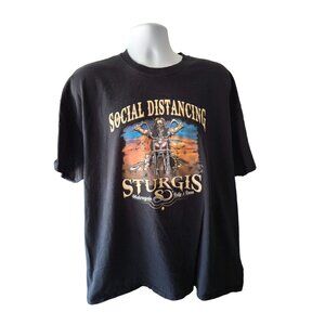 Gildan Sturgis Motorcycle Rally T Shirt 2XL Social Distancing Biker Grunge